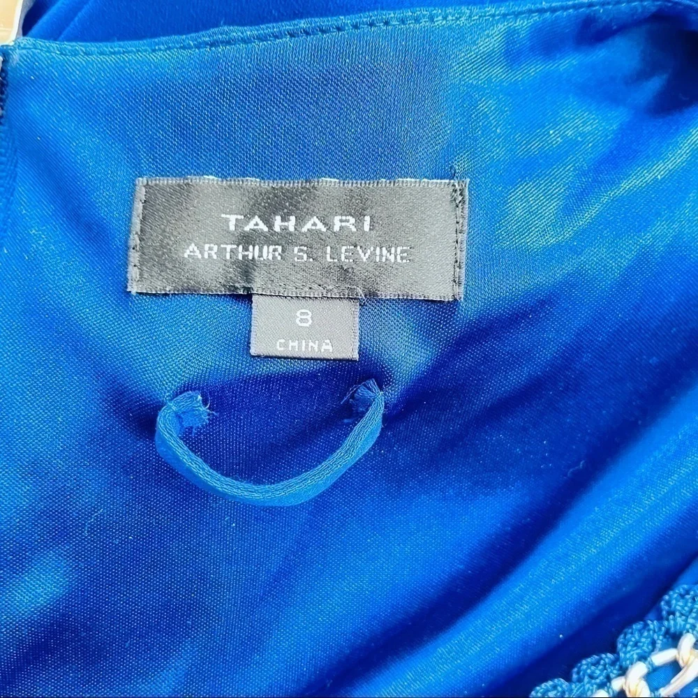 Tahari cobalt blue cocktail wedding guest elegant elevated dress - Picture 3 of 3